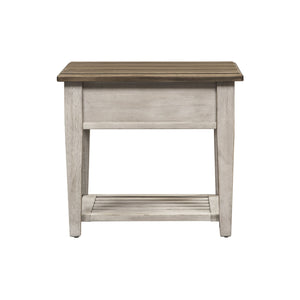 Heartland - Drawer End Table - Antique White / Tobacco Tops