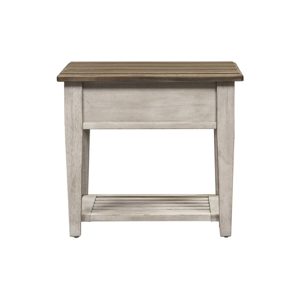 Heartland - Drawer End Table - Antique White / Tobacco Tops