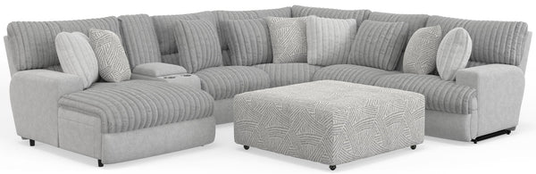 Abraxas - 6 Piece Power Reclining Sectional With Lay-Back Chaise, 2 Reclining Seats, And Included Cocktail Ottoman (LSF Chaise) - Moonstruck