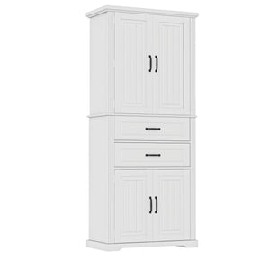 Multi Functional Storage Cabinet With Adjustable Shelves, 2 Drawers, Door Shelves