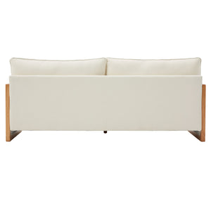 Modern 3 Seater Sofa With Wood Armrests