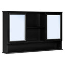 Wall Mounted Bathroom Medicine Cabinet With Double Mirrored Doors