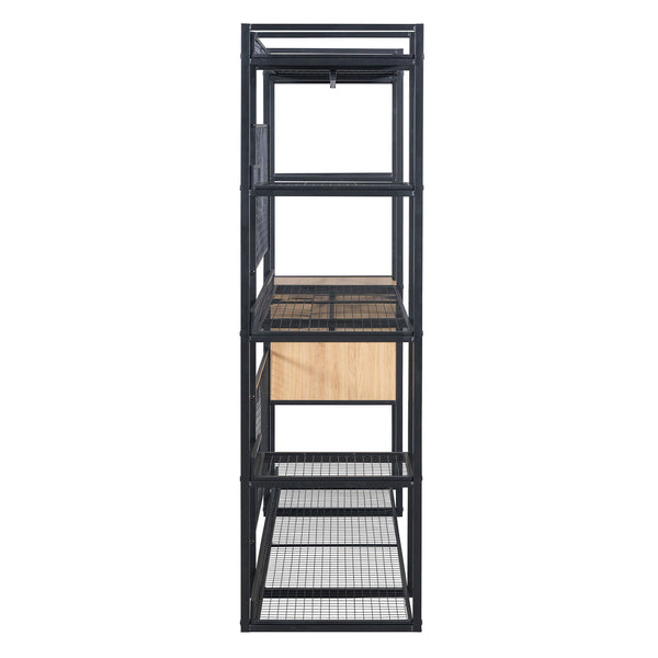 Open Style Wardrobe With Hanging Rails, Shelves And Drawers