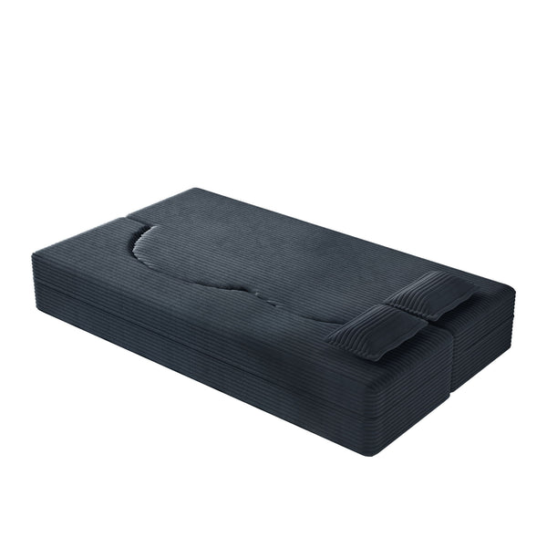 Modern Floor Sofa With 2 Pillows, Convertible Twin Size Folding Mattress For Living Room