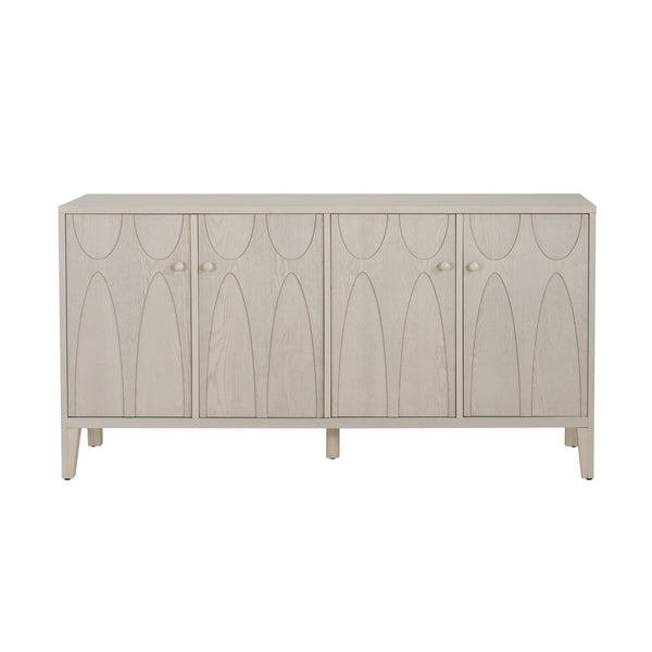 Wood Sideboard With Adjustable Shelves And Storage Cabinet - White Washed