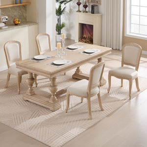 Dining Chairs Upholstered With Fan Shaped Back (Set of 2) - Beige