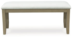 Calmoro - Large Upholstered Dining Room Bench - Off White / Gray