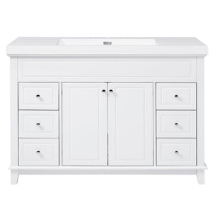 Bathroom Vanity & Sink, 6 Soft Close Drawers & Double Doors - White
