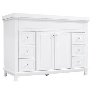Bathroom Vanity & Sink, 6 Soft Close Drawers & Double Doors - White