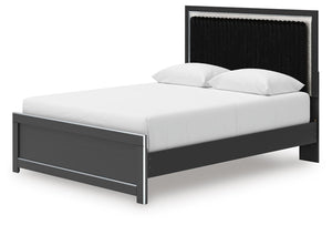 Zuraleus - 4 Pc. - Queen Upholstered Bed With Roll Slats, Dresser, Mirror And Nightstand - Black