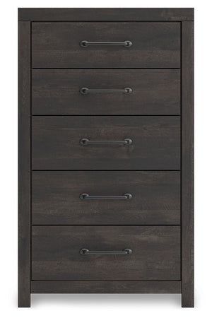 Hollivern - 4 Pc. - Twin Panel Storage Bed, Dresser, Mirror And Chest - Dark Gray
