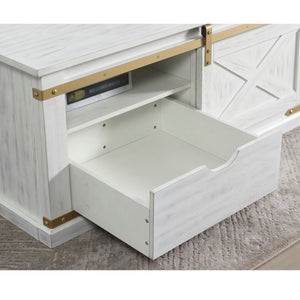 Coffee Table With Storage Drawer And Open Shelves - Antique White / Gold