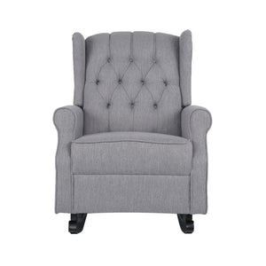 Sheila - Contemporary Fabric Tufted Wingback Rocking Chair - Gray