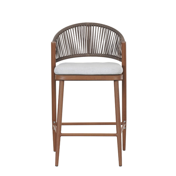 Outdoor 26" Counter Height Metal Frame Counter Stools With Scallop Shaped Backrest & Water Resistant Cushions