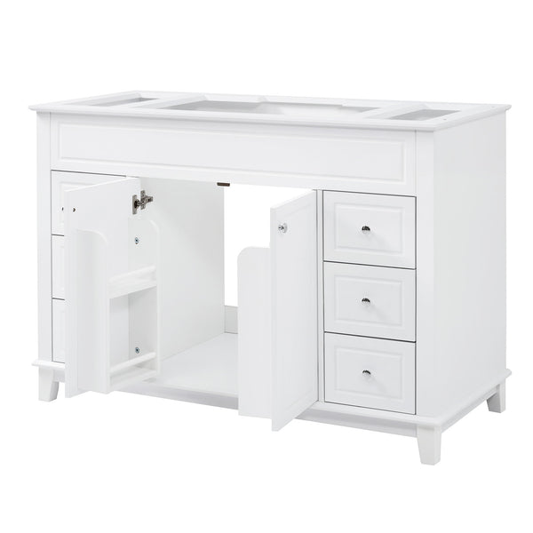 Bathroom Vanity Cabinet Only, 6 Soft Close Drawers & Double Doors - White