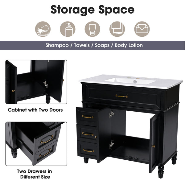 Bathroom Vanity With Sink, Freestanding Cabinet & Drawers