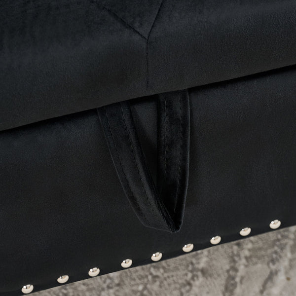 Storage Bench With Crystal Buttons And 1 Pillow For Bedroom