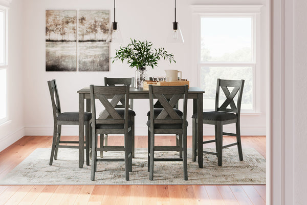 Caitbrook - Rect Drm Counter Table Set (Set of 7) - Gray