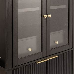 Fluted Tall Arched Pantry Cabinet With Adjustable Shelves