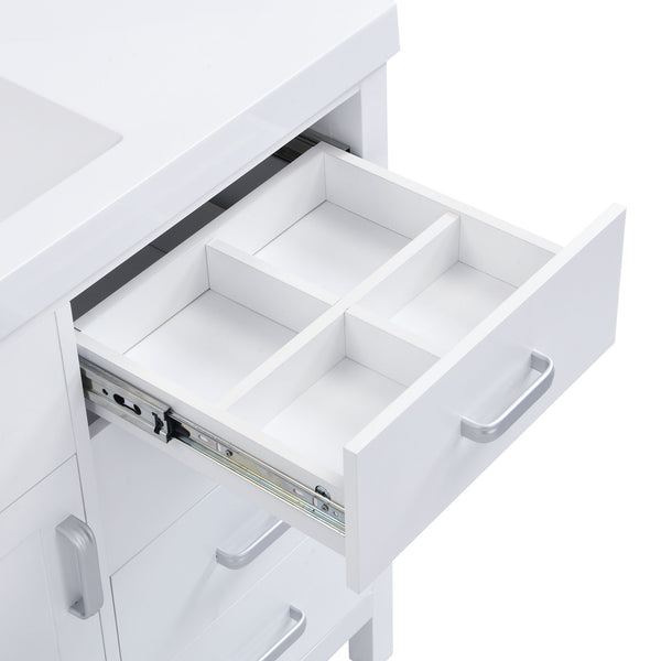 46.5" Modern Bathroom Vanity Cabinet Only, Soft Close Door & 6 Drawers - White