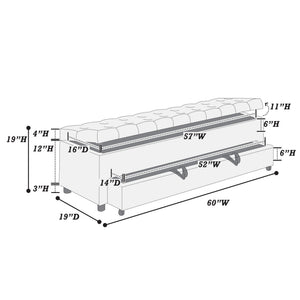 Storage Ottoman With Tufted Seat And Underseat Drawer