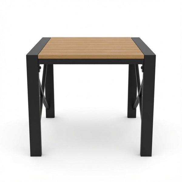 Square Outdoor Patio End Table - Black