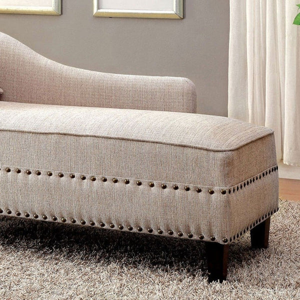 Chaise With Nailhead Trim And Plush Pillow