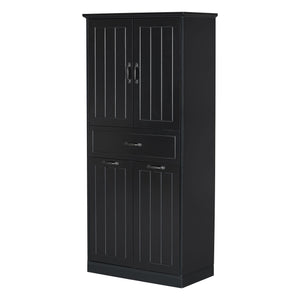 Modern Bathroom Storage Cabinet With Two Laundry Baskets, One Drawer, Adjustable Shelf