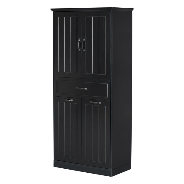 Modern Bathroom Storage Cabinet With Two Laundry Baskets, One Drawer, Adjustable Shelf