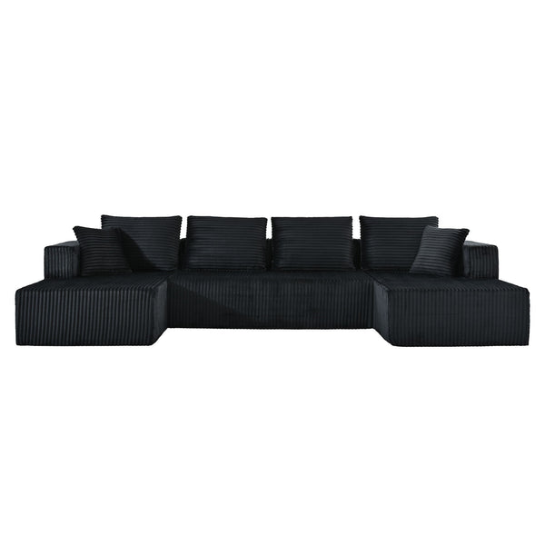 U-Shaped Modular Sectional Sofa With Double Chaise, Oversized Deep Seat For Living Room
