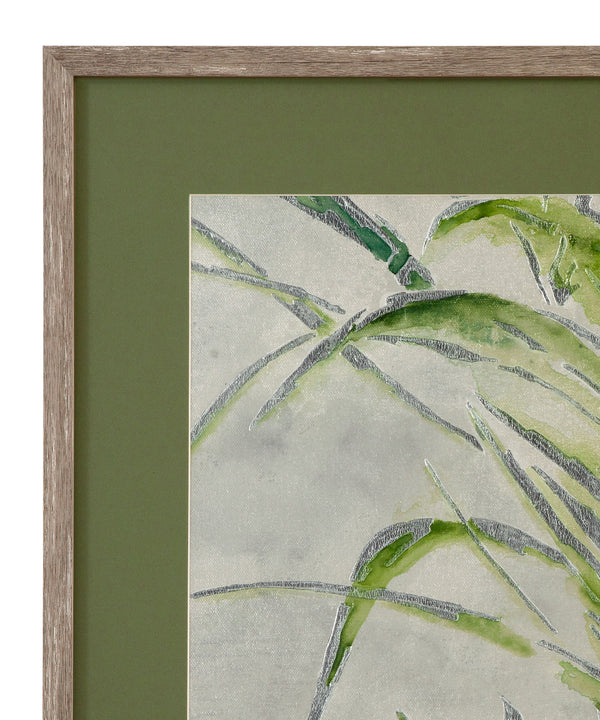 Green Palm Framed Print (Set of 2) - Green / Light Brown