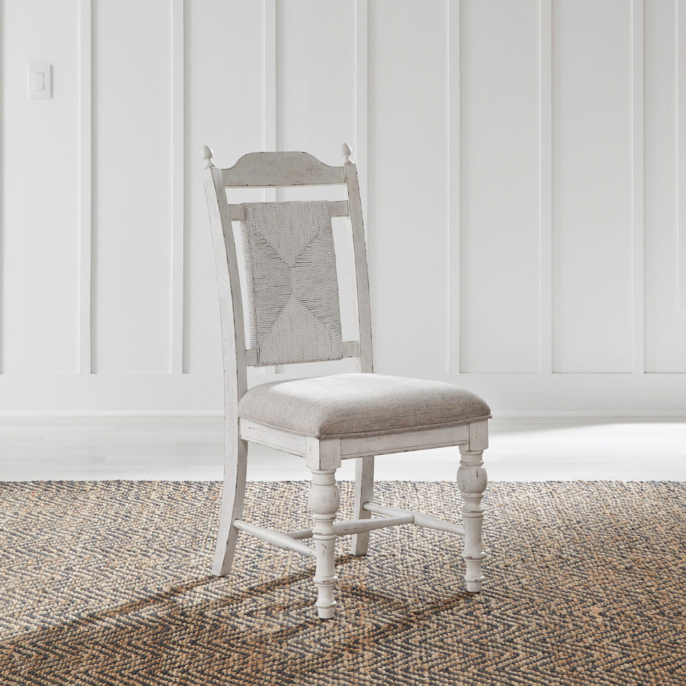 River Place - Panel Back Side Chair - Riverstone White & Tobacco