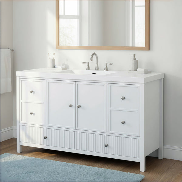 Bathroom Vanity With Separate Sink, Soft Close Doors And 4 Drawers