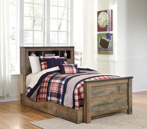 Trinell - Twin Bookcase Bed With 1 Large Storage Drawer - Brown