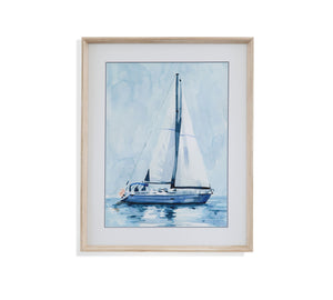 Lone Sailboat II Framed Print - Blue