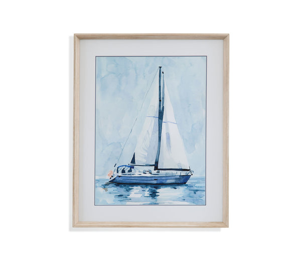 Lone Sailboat II Framed Print - Blue