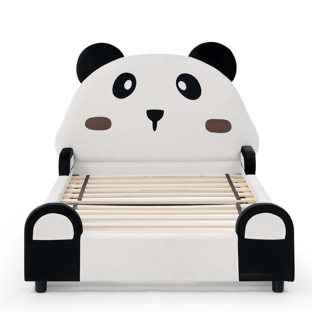 Twin Size Cute Panda Shaped Kids Bed - White / Black