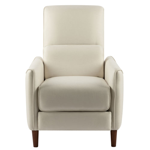 Upholstered Push Recliner Chair With Rubber Wood Legs For Living Room