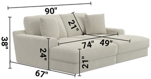 Cozy - 2 Piece Double Wide Chaise With USB Charging Ports