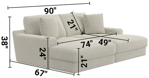 Cozy - 2 Piece Double Wide Chaise With USB Charging Ports