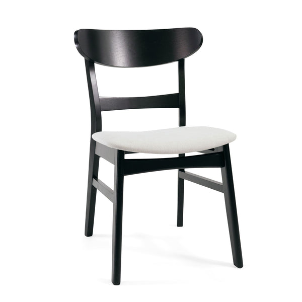 Dining Chairs With Upholstered Seat (Set of 2) - Black / Light Beige