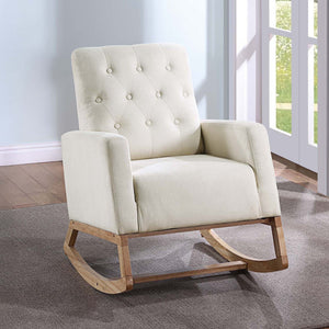 Rocker Chair With Tufted Back - Beige / Ivory