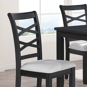 Dining Set 6 Piece With Table And Upholstered X Back Chairs - Charcoal
