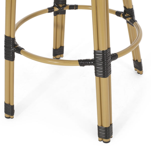 Outdoor Rattan And Aluminum French Barstools (Set of 2)