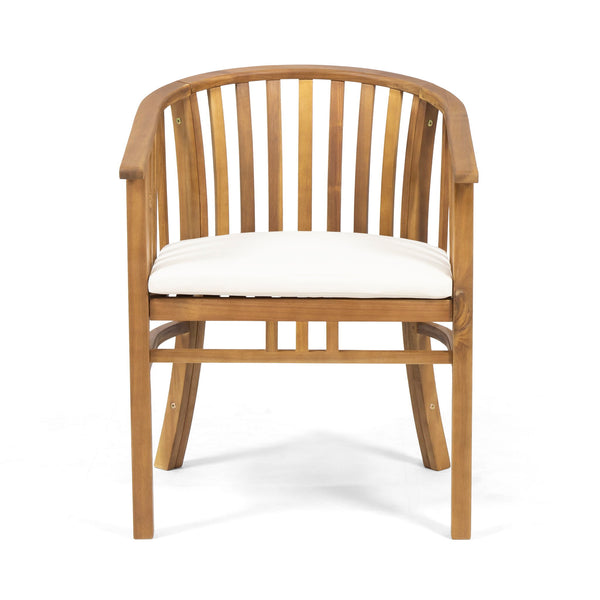 Outdoor Wooden Dining Chairs With Cushions (Set of 2)