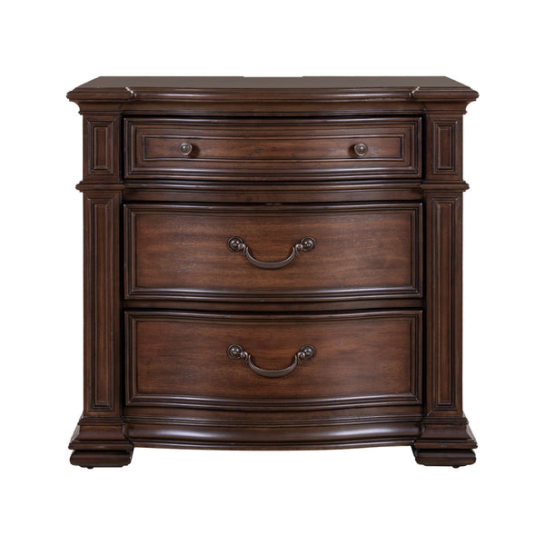 Providence Park - Bedside Chest With Charging Station - Chateau Brown