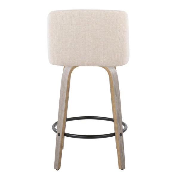 Toriano - Contemporary Fixed Height Counter Stool With Swivel & Round Footrest (Set of 2)
