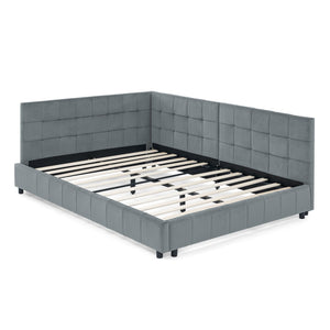 Elegant Storage Upholstered Tufted Bed Frame With Backrest And Armrests