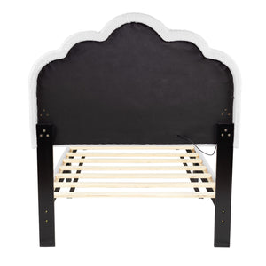 Bed With Floral Design Headboard And Built In LED Lighting