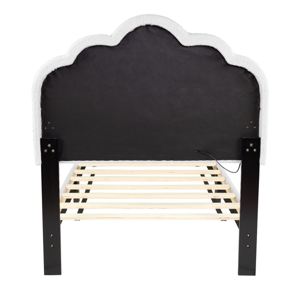 Bed With Floral Design Headboard And Built In LED Lighting